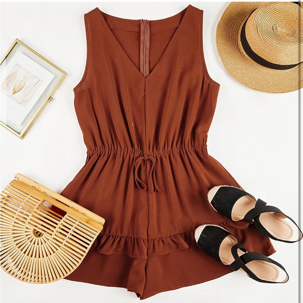 Elegant Brown Sleeveless Jumpsuit